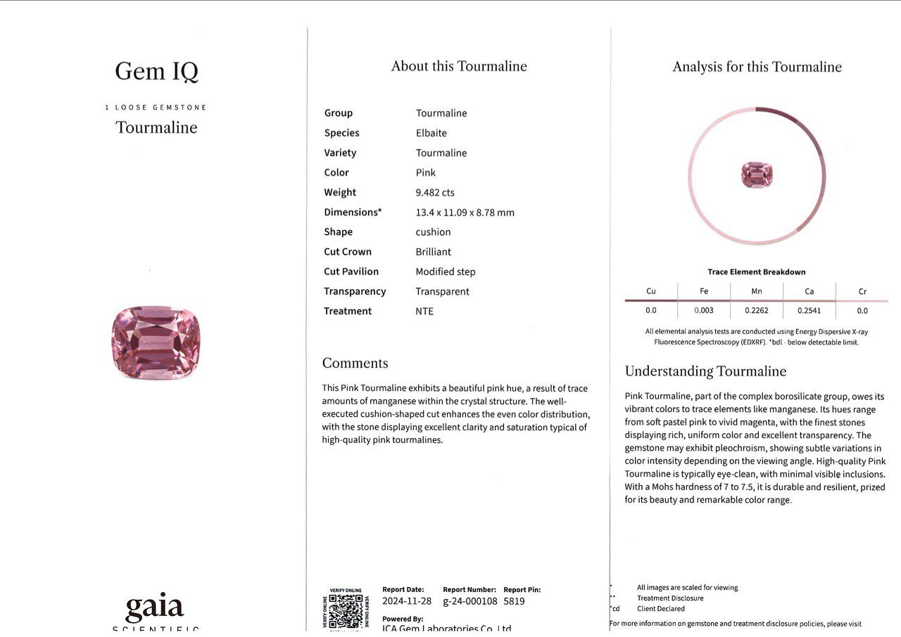 Cushion cut pink tourmaline 9.50ct, Afghanistan  Image №6