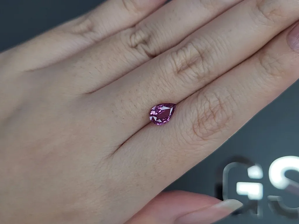 Unheated purple sapphire pear cut 1.24 carats, Madagascar Image №2