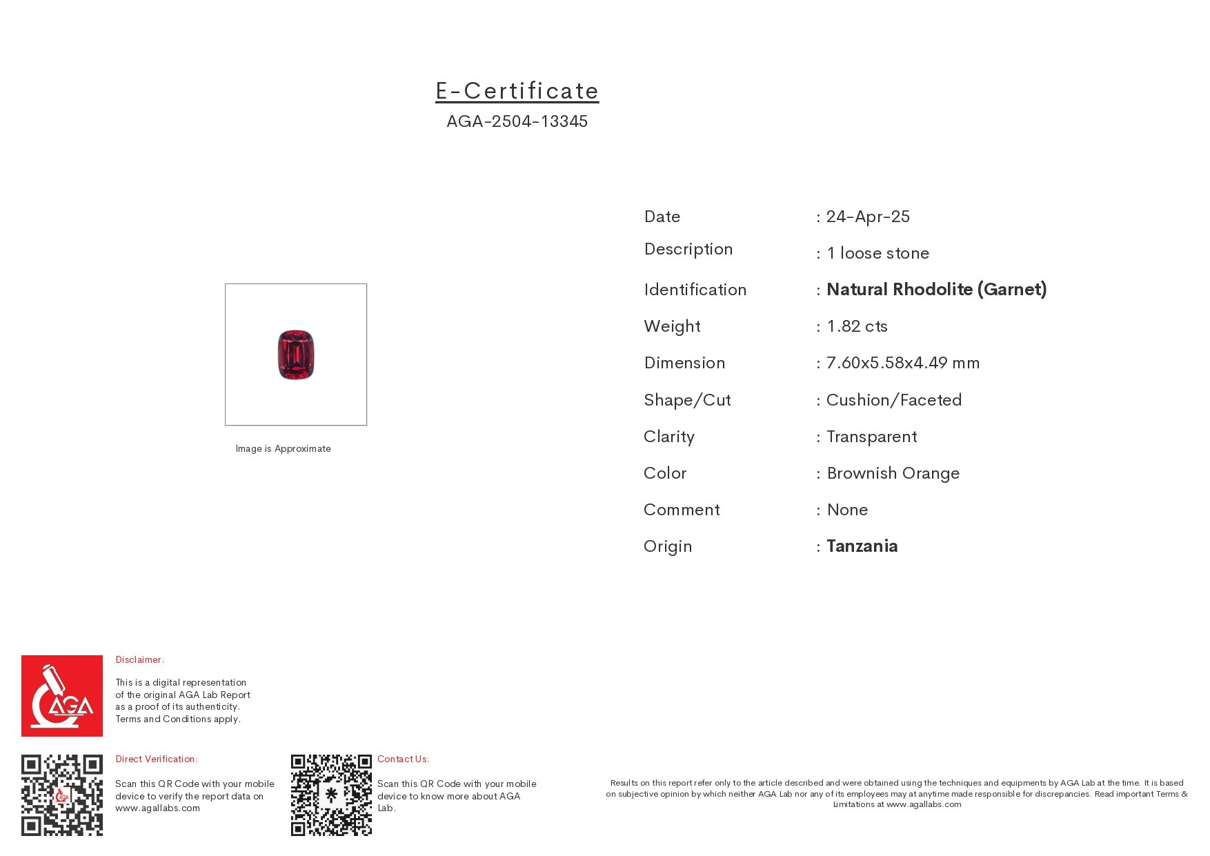 Rhodolite garnet cushion cut 1.82 carats, Tanzania Image №6