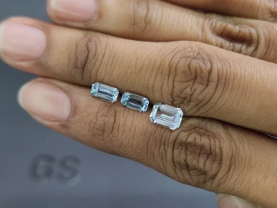 Set of aquamarines octagon cut 2.33 carats, Madagascar photo