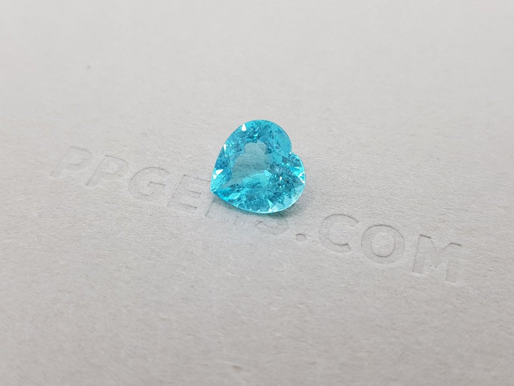 Blue Paraiba tourmaline, rare cut heart, 2.19 ct, Mozambique, GRS Image №2