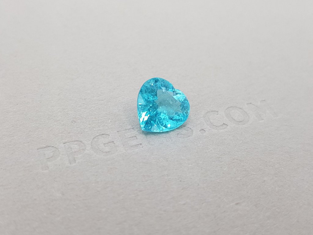 Blue Paraiba tourmaline, rare cut heart, 2.19 ct, Mozambique, GRS Image №3