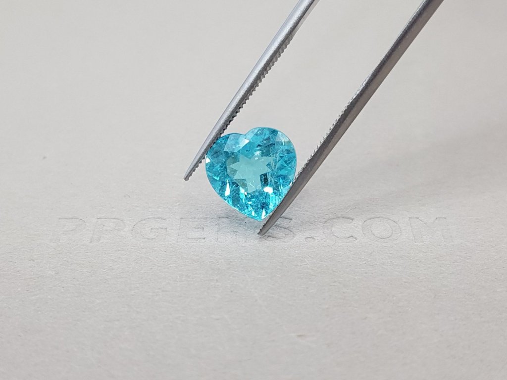 Blue Paraiba tourmaline, rare cut heart, 2.19 ct, Mozambique, GRS Image №4