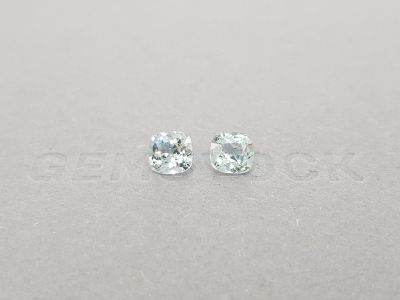 Pair of unheated cushion cut Burmese leucosapphires 3.16 ct photo