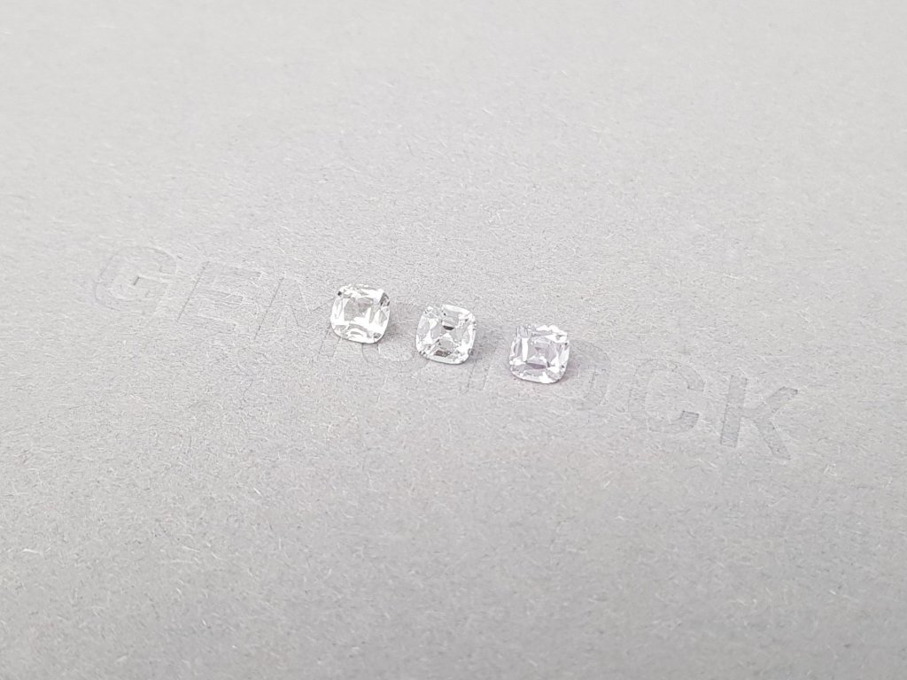 Set of colorless sapphires in cushion cut 1.03 ct, Sri Lanka Image №3