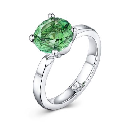 2.58 carat mint tourmaline ring in 18K white gold photo