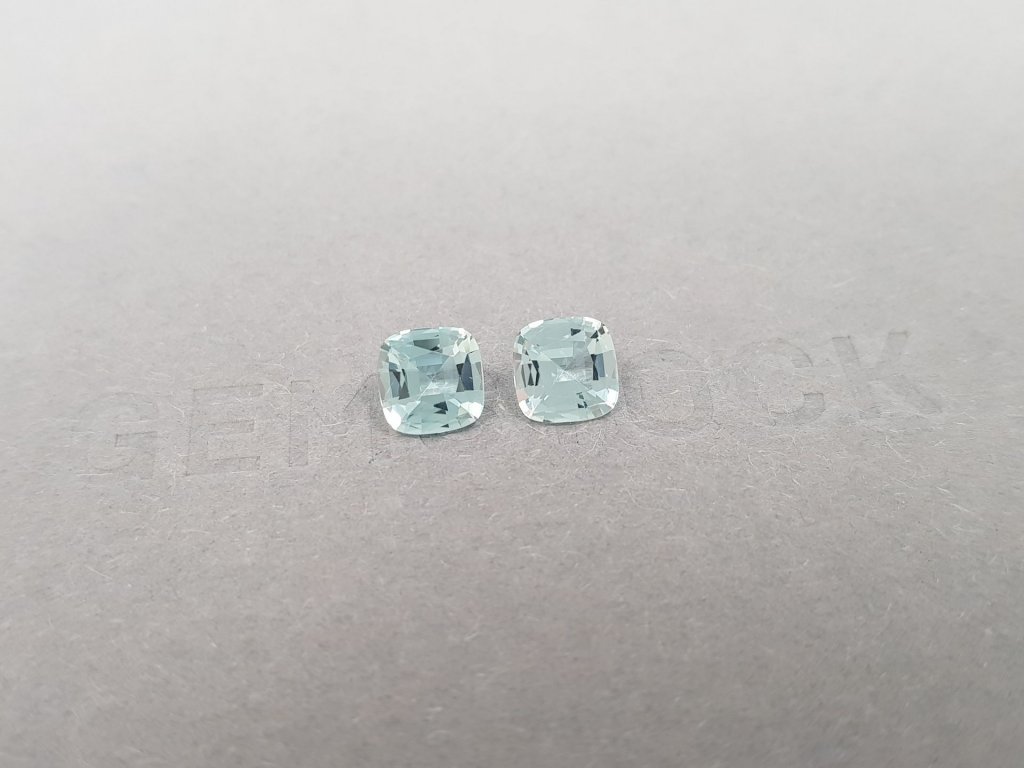 Pair of cushion cut aquamarines 1.55 ct, Madagascar Image №2