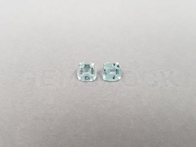 Pair of cushion cut aquamarines 1.55 ct, Madagascar photo