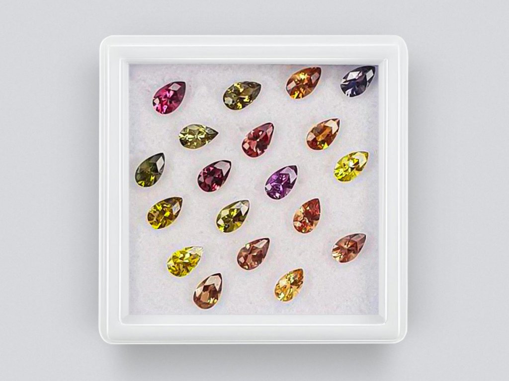Set of calibrated sapphires 5x3 mm pear cut 4.07 carats/19 pcs Image №1