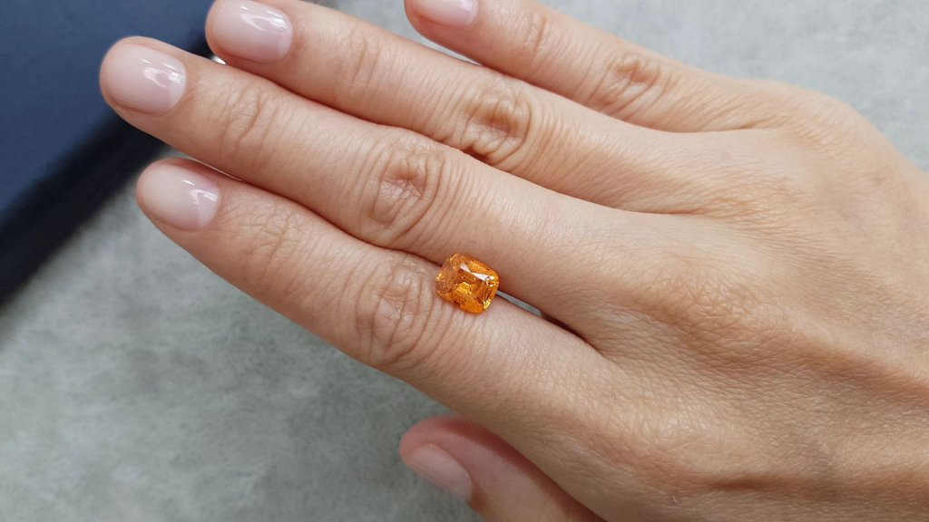 Spessartine garnet 2.72 carats cushion cut, Africa Image №2