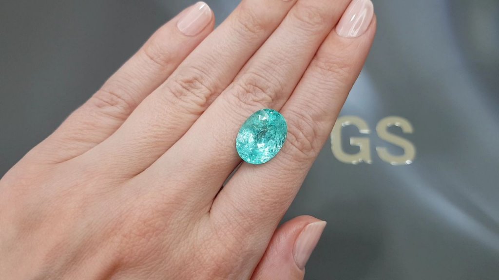 Large neon blue Paraiba tourmaline in oval cut 11.50 carats, Mozambique Image №2