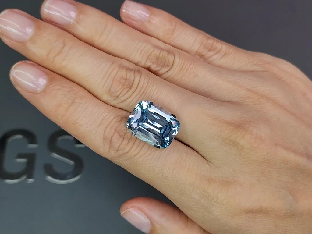 Sky blue topaz in a high-precision cushion cut 12.77 carats, Madagascar  Image №2