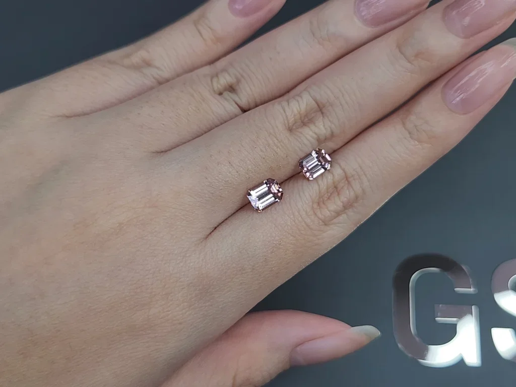 Pair of Baby pink rubellites in octagon cut 1.81 carats, Africa Image №2
