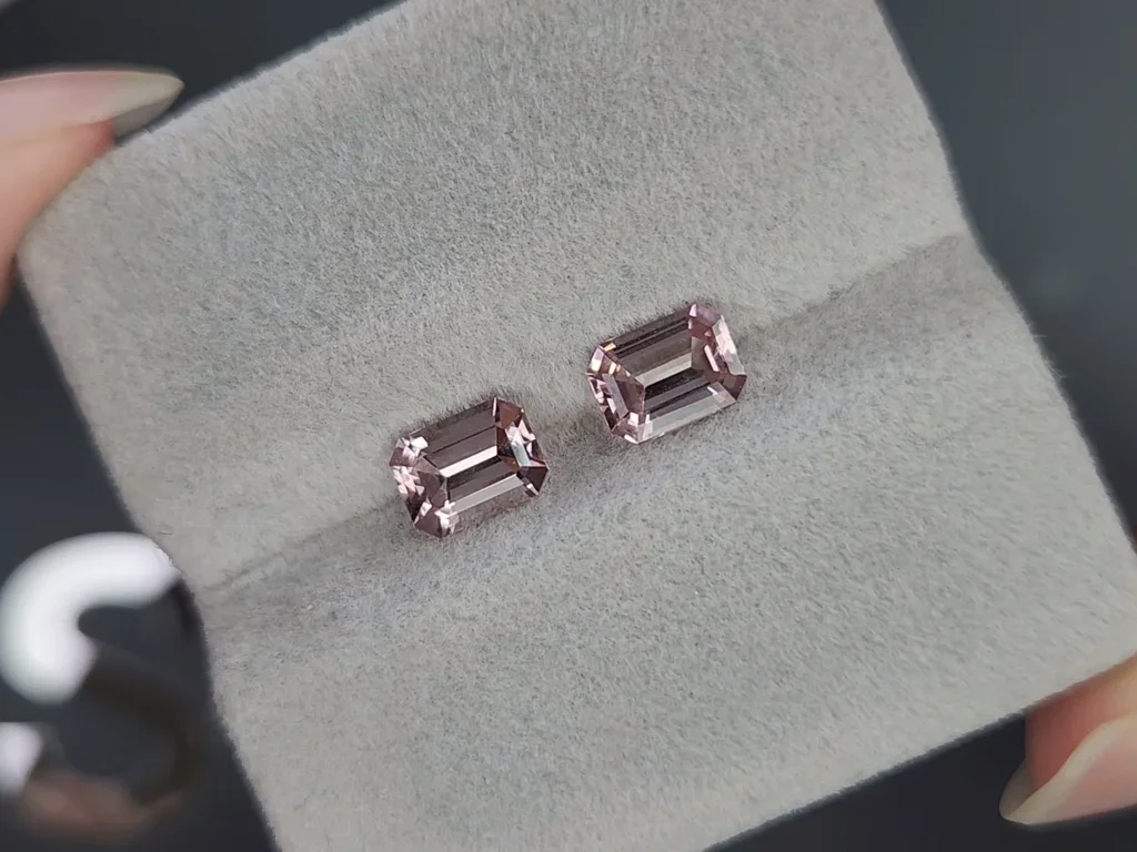 Pair of Baby pink rubellites in octagon cut 1.81 carats, Africa Image №4