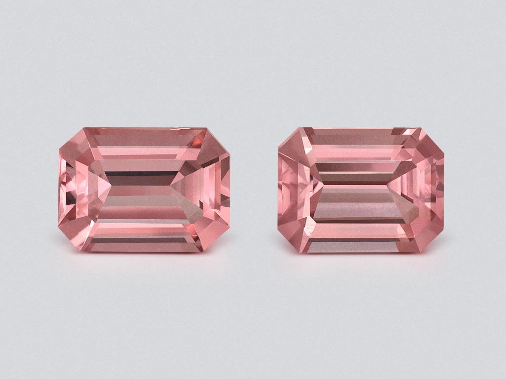 Pair of Baby pink rubellites in octagon cut 1.81 carats, Africa Image №1