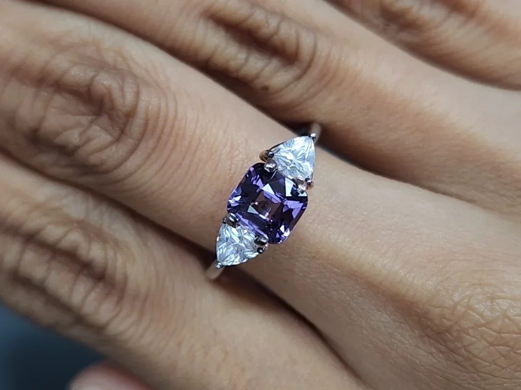Purple spinel in сushion shape 1.60 carats, Tanzania Image №5