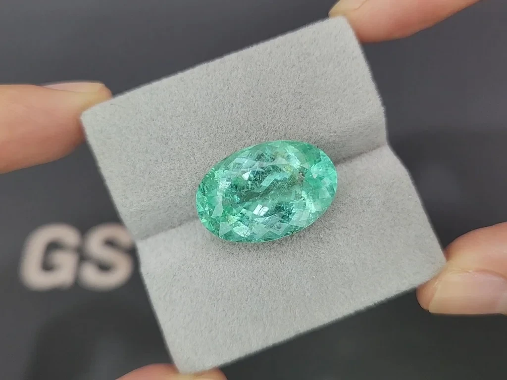 Neon green tourmaline Paraiba oval cut 15.92 carats, Mozambique Image №4