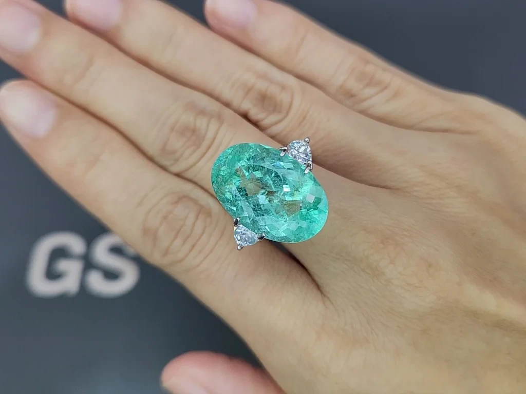 Neon green tourmaline Paraiba oval cut 15.92 carats, Mozambique Image №5