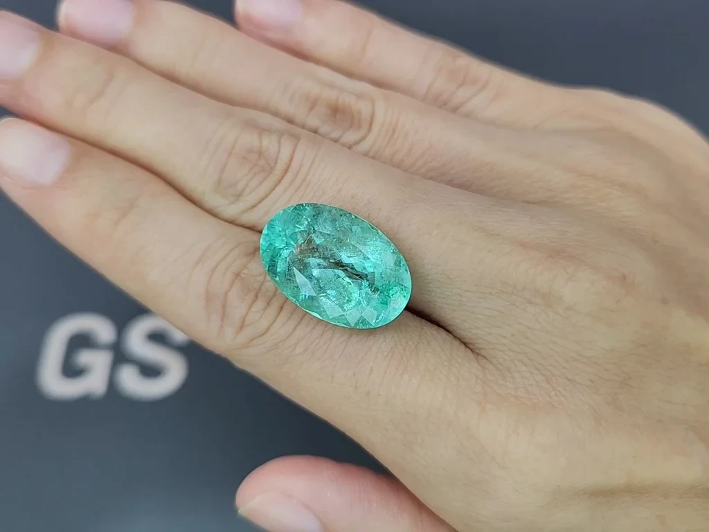 Neon green tourmaline Paraiba oval cut 15.92 carats, Mozambique Image №2