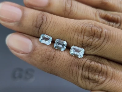 Set of aquamarines octagon cut 2.18 carats, Madagascar photo