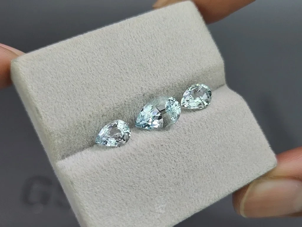 Set of aquamarines in pear cut 2.91 carats, Madagascar Image №4