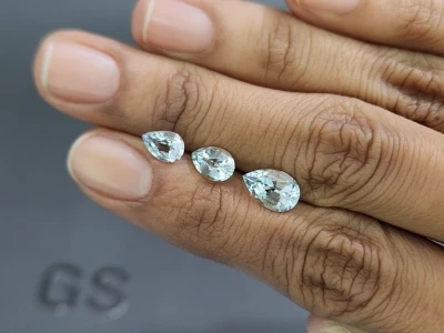 Set of aquamarines in pear cut 2.91 carats, Madagascar photo