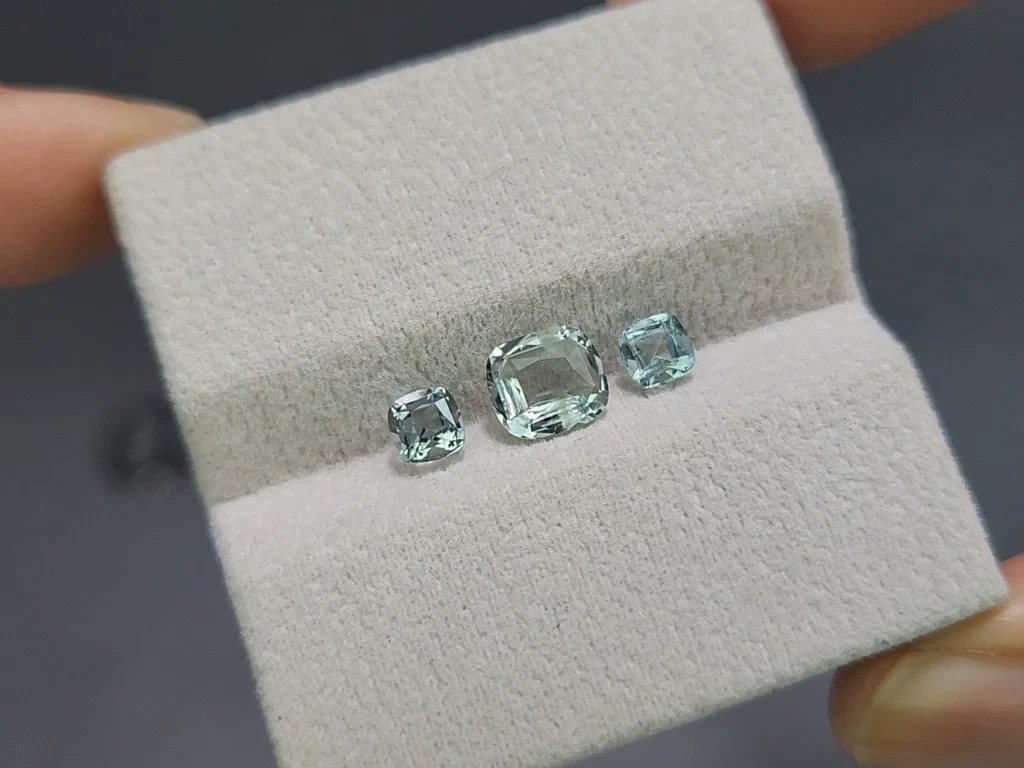 Set of aquamarines cushion cut 1.65 carats, Madagascar Image №5