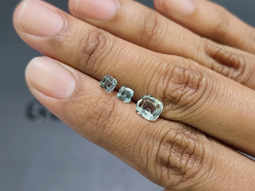 Set of aquamarines cushion cut 1.65 carats, Madagascar Image №2