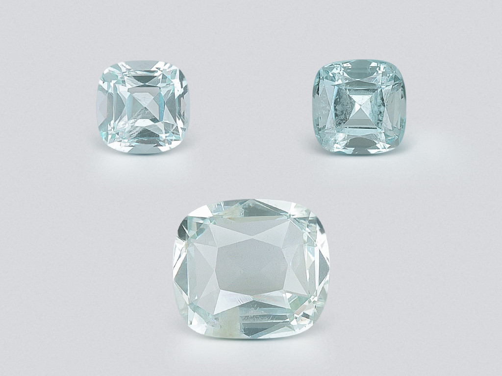Set of aquamarines cushion cut 1.65 carats, Madagascar Image №1