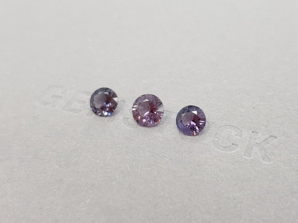 Set of gray-purple spinel in round cut 2.29 ct, Vietnam Image №3