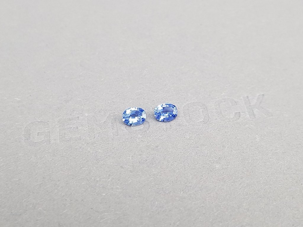 Pair of oval cut Cornflower sapphires 0.71 ct, Sri Lanka Image №2