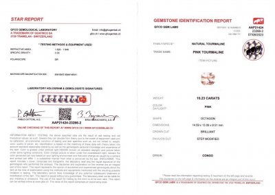 Certificate Octagon cut pink tourmaline 10.23 ct from Africa