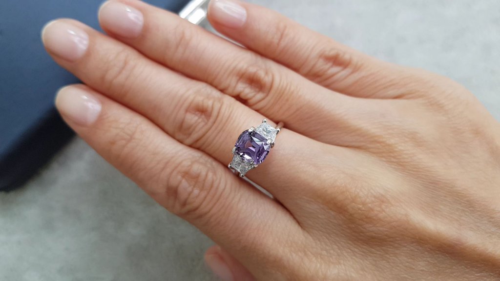 Purple spinel in cushion cut 1.72 ct, Sri Lanka Image №4