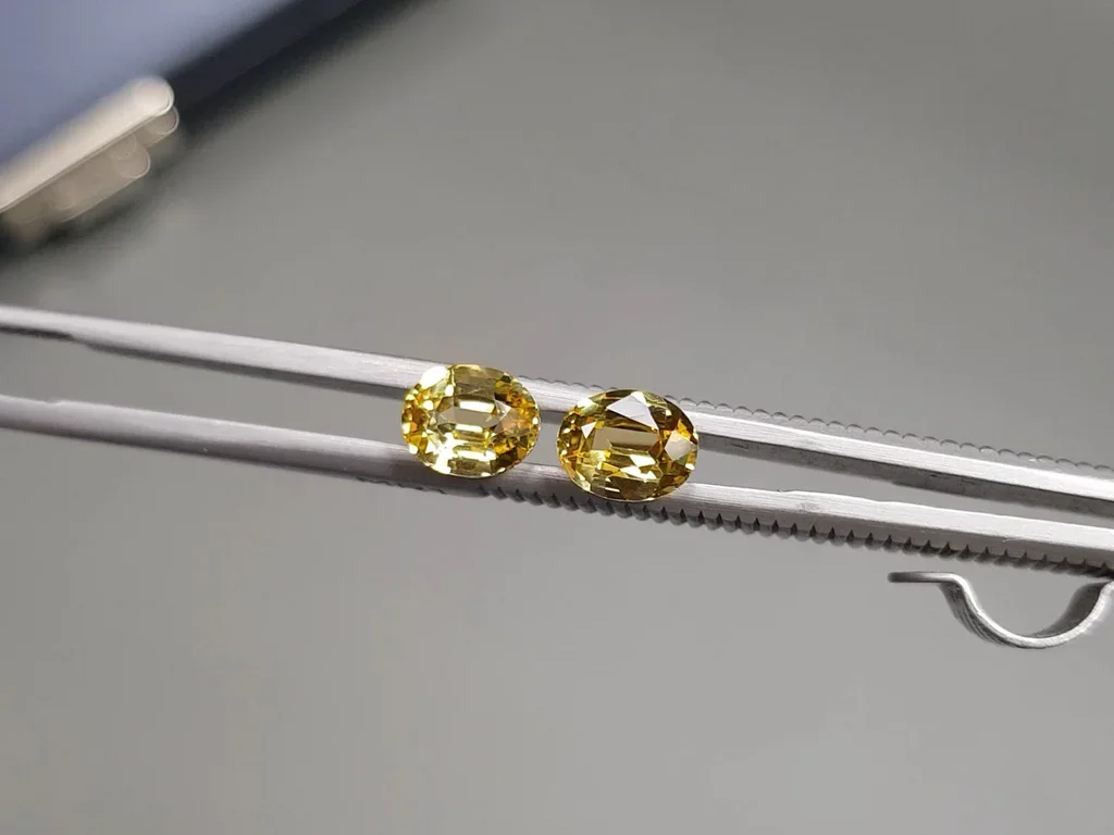 Pair of Vivid Yellow oval cut sapphires 2.98 carats, Madagascar Image №4