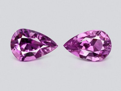 Pair of vivid pink kunzites in pear cut 25.74 carats, Afghanistan  photo