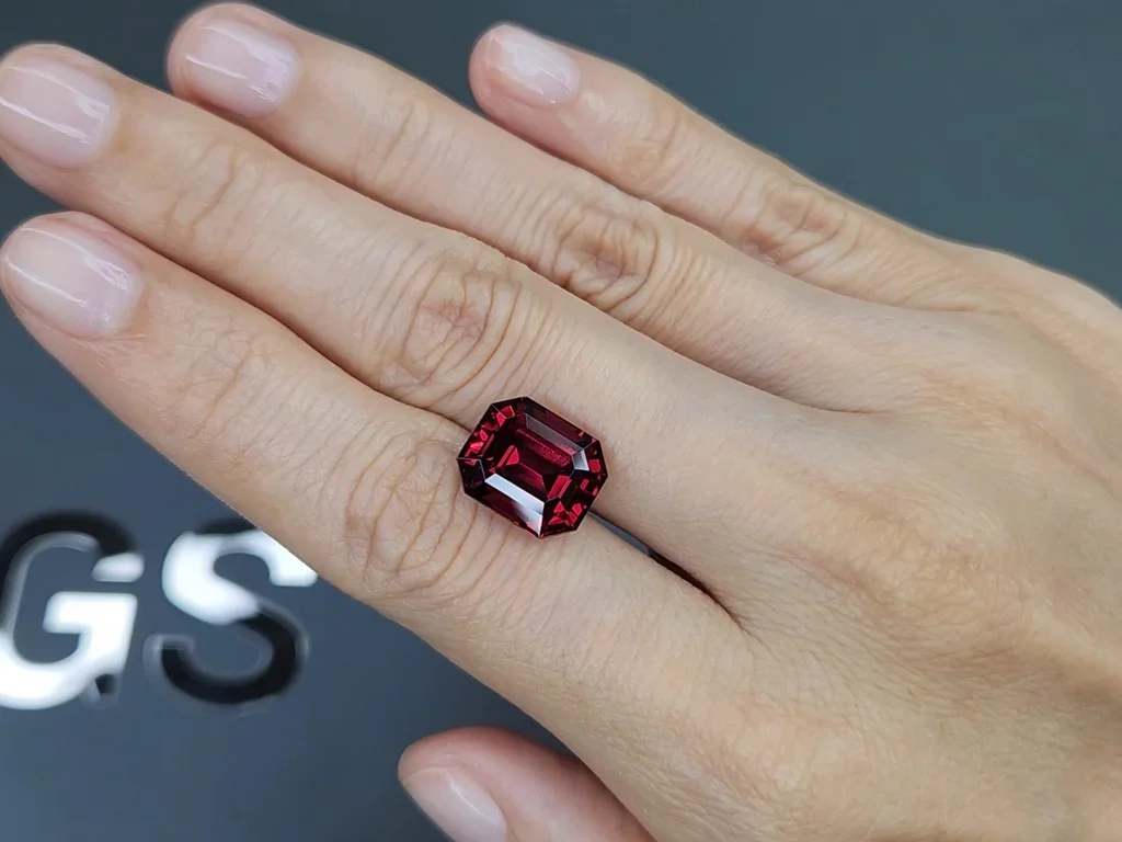 Red rhodolite garnet in octagon cut 8.39 carats, Tanzania  Image №2