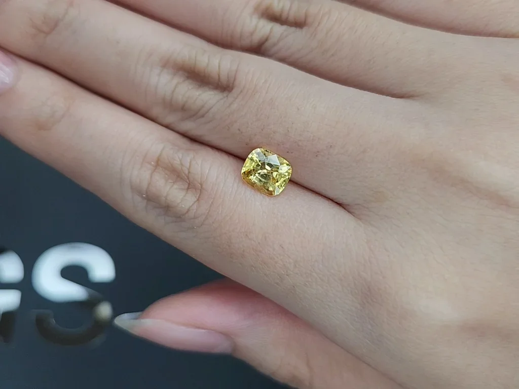 Unheated Vivid Yellow sapphire in cushion cut 1.71 carats, Sri Lanka Image №2