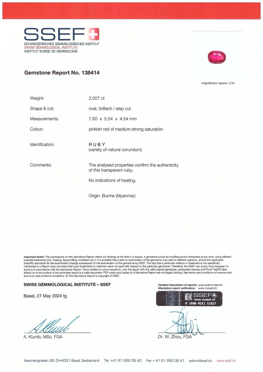 Unheated rose red ruby oval cut 2.007 carats, Burma  Image №6