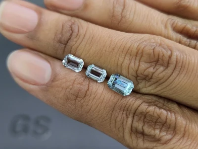 Set of quamarines octagon cut 2.09 carats, Madagascar photo
