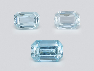 Set of quamarines octagon cut 2.09 carats, Madagascar photo