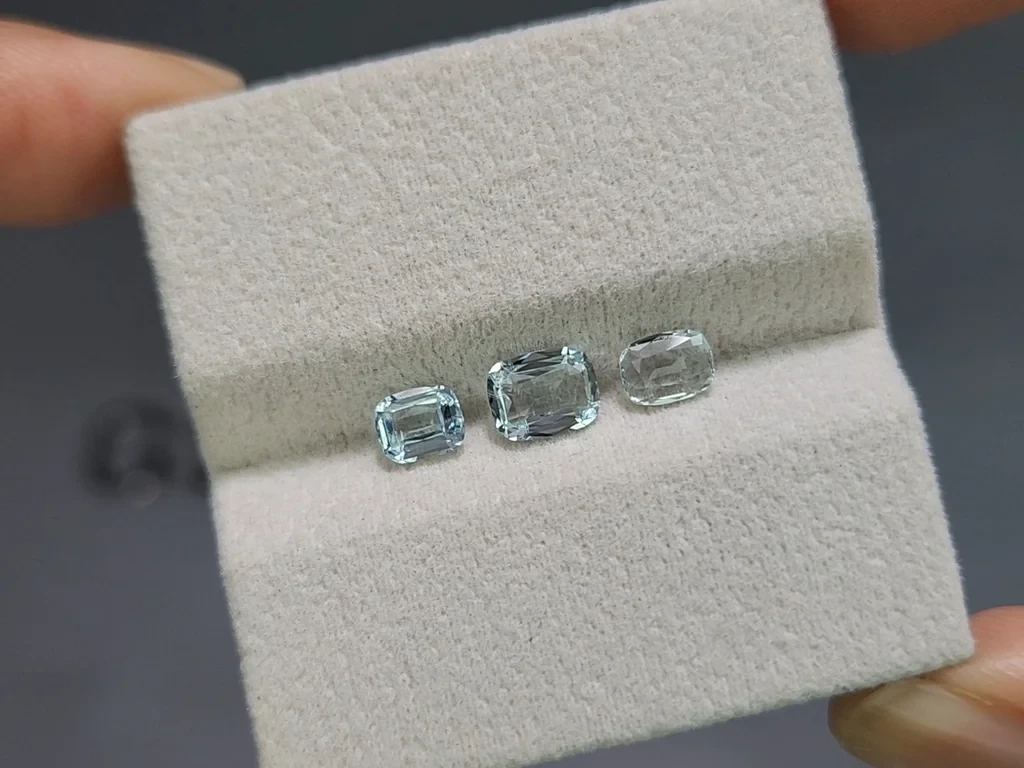 Set of aquamarines cushion cut 1.48 carats, Madagascar Image №5
