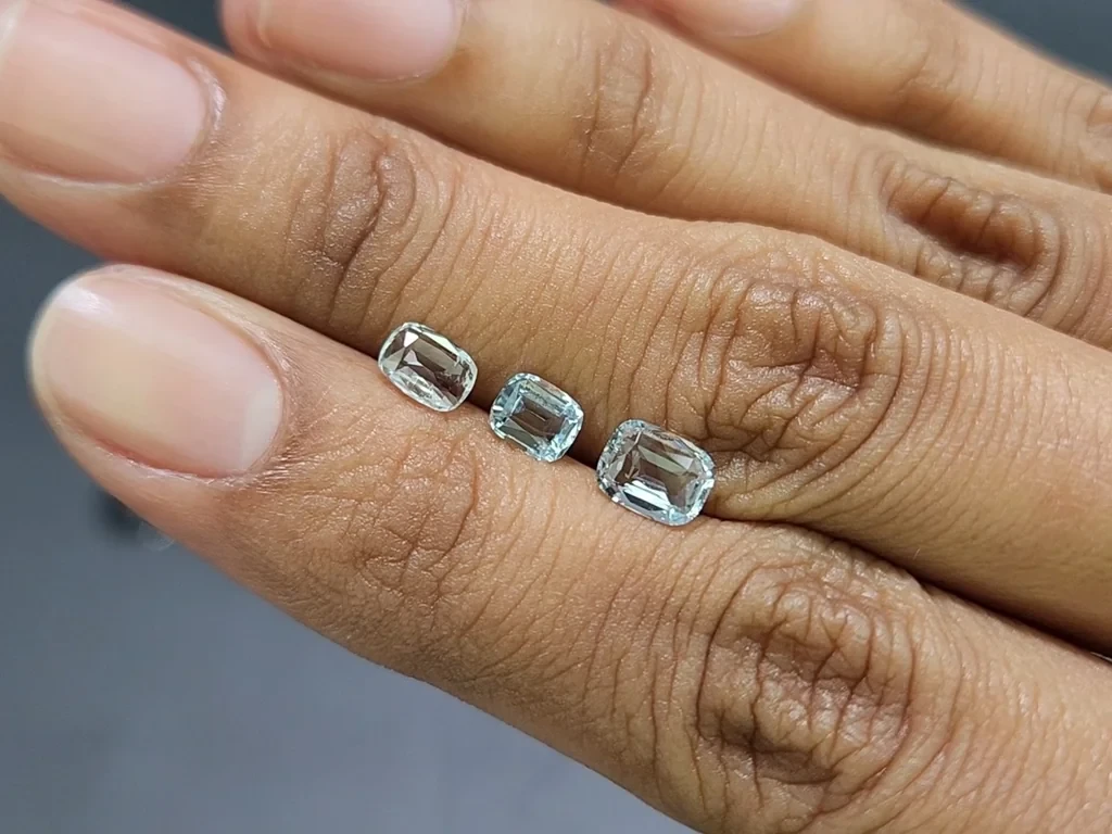 Set of aquamarines cushion cut 1.48 carats, Madagascar Image №2