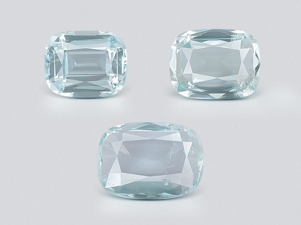 Set of aquamarines cushion cut 1.48 carats, Madagascar Image №1
