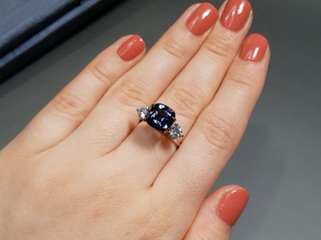 Rare cobalt blue spinel in cushion cut 3.94 carats, Tanzania Image №2