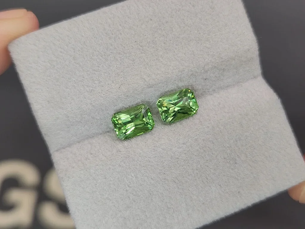 Pair garnets tsavorite of radiant cut 2.37 carats, Kenya Image №4