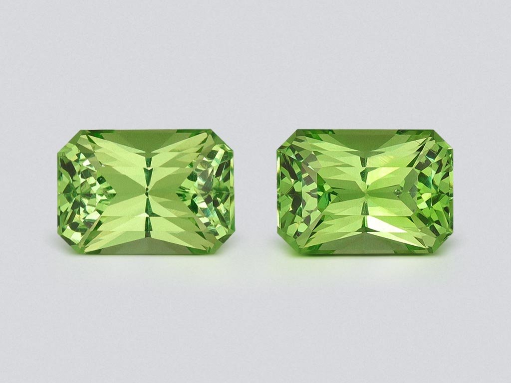 Pair garnets tsavorite of radiant cut 2.37 carats, Kenya Image №1
