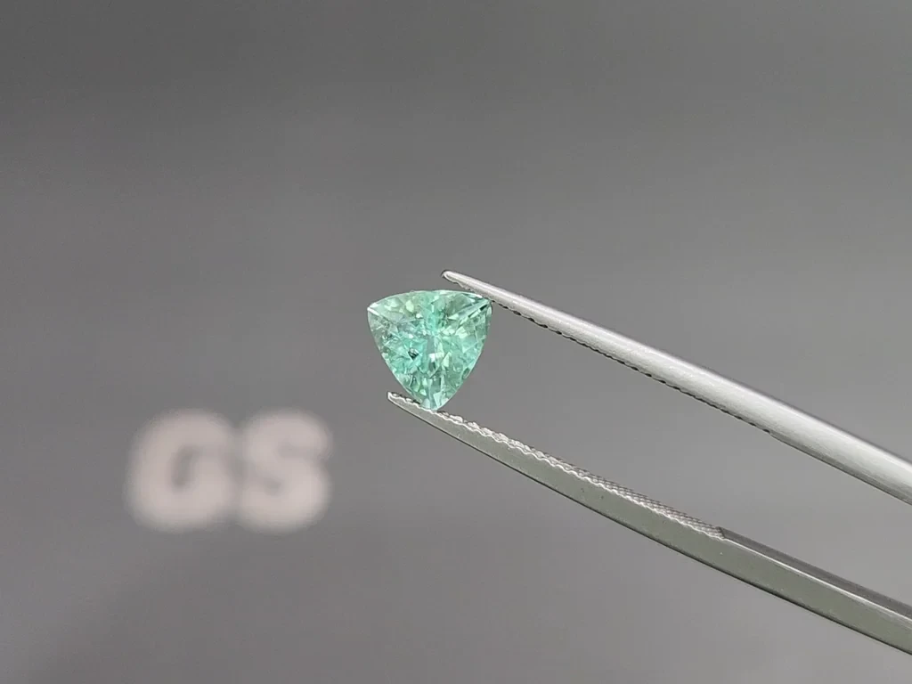 Paraiba tourmaline bluish green trillion cut 1.13 carats, Africa Image №3