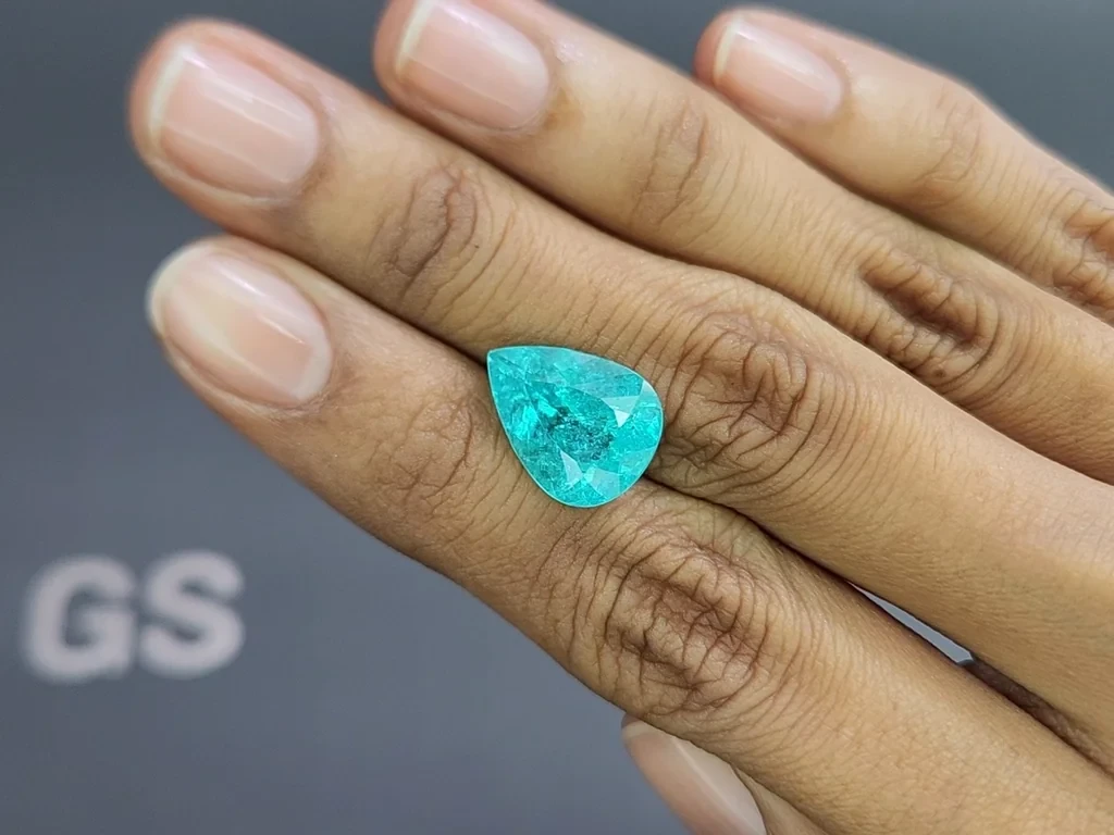 Neon blue Paraiba tourmaline in pear cut 6.84 carats, Mozambique Image №2