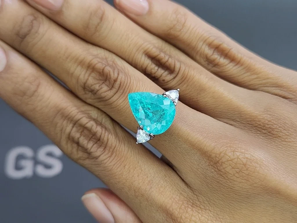 Neon blue Paraiba tourmaline in pear cut 6.84 carats, Mozambique Image №5