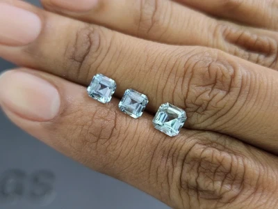 Set of aquamarines octagon cut 2.07 carats, Madagascar photo